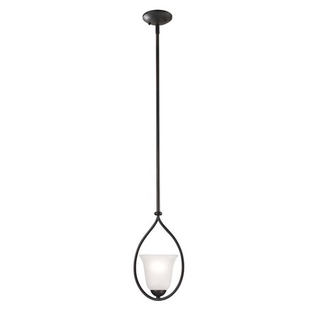 Thomas Conway 1-Light Mini Pendant in Oil Rubbed Bronze with White Glass 1251PS/10